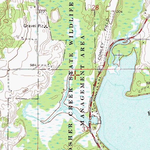 Topographic Map of Tosher Creek State Wildlife Management Area, MN