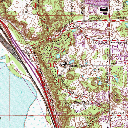 Topographic Map of Totem Town School, MN