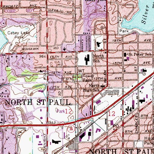 Topographic Map of Tower Park, MN