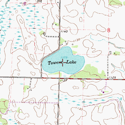 Topographic Map of Towers Lake, MN