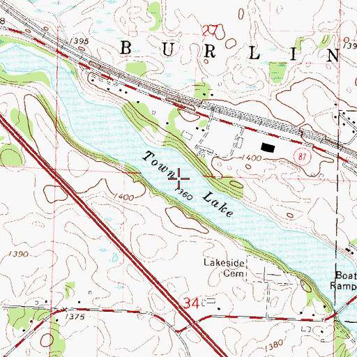Topographic Map of Town Lake, MN