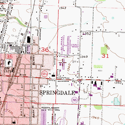 Topographic Map of Elmdale Shopping Center, AR