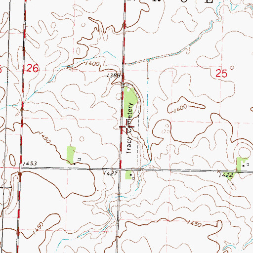 Topographic Map of Tracy Cemetery, MN