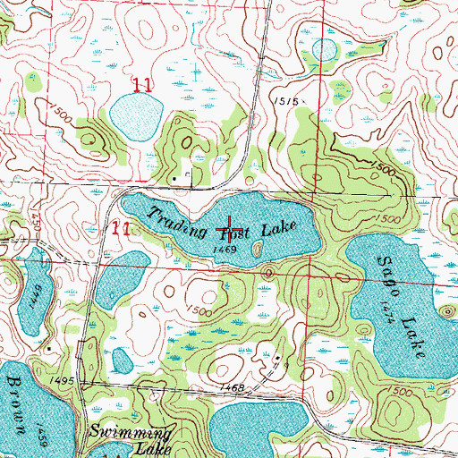 Topographic Map of Trading Post Lake, MN
