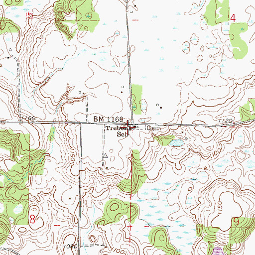 Topographic Map of Trebon School, MN