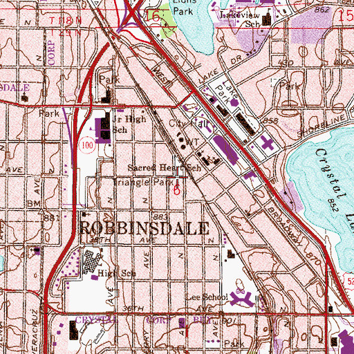 Topographic Map of Triangle Park, MN