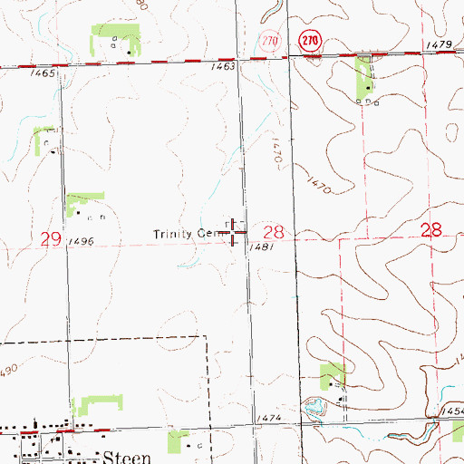 Topographic Map of Trinity Cemetery, MN