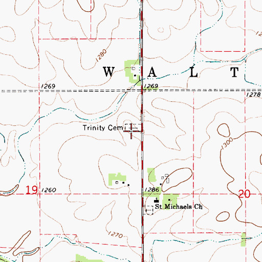 Topographic Map of Trinity Cemetery, MN