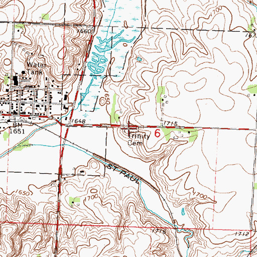 Topographic Map of Trinity Cemetery, MN