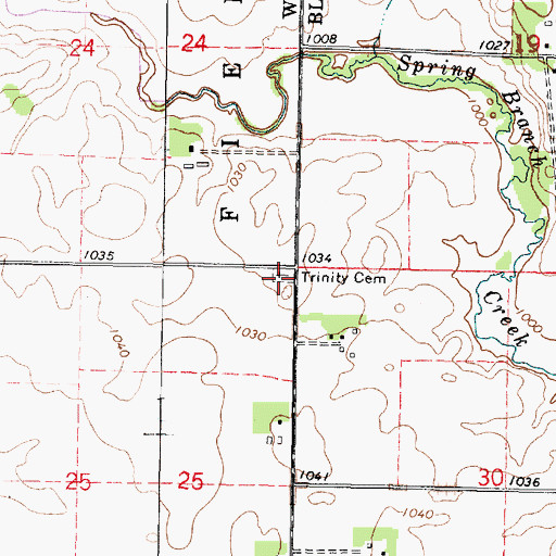 Topographic Map of Trinity Cemetery, MN