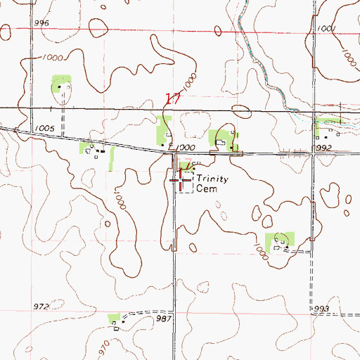 Topographic Map of Trinity Cemetery, MN