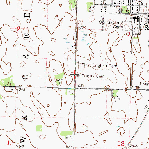 Topographic Map of Trinity Cemetery, MN