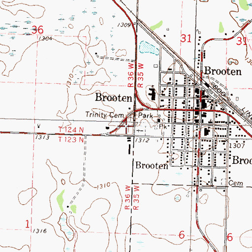 Topographic Map of Trinity Cemetery, MN