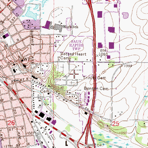 Topographic Map of Trinity Cemetery, MN