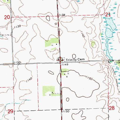 Topographic Map of Trinity Cemetery, MN