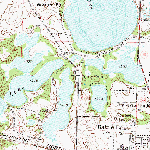 Topographic Map of Trinity Cemetery, MN