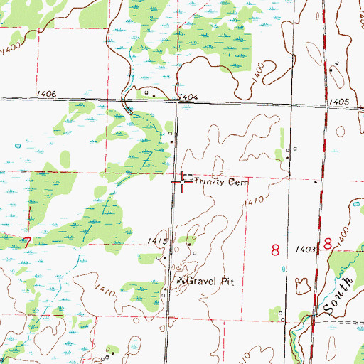 Topographic Map of Trinity Cemetery, MN