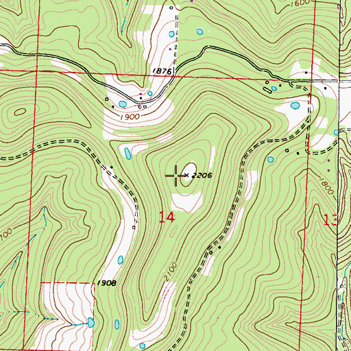 Topographic Map of Everett Mountain, AR