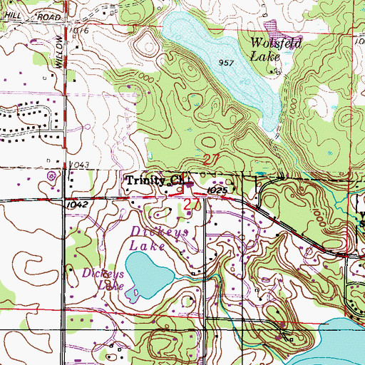 Topographic Map of Trinity Church, MN