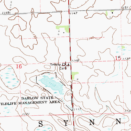 Topographic Map of Trinity Church, MN