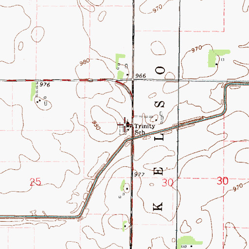 Topographic Map of Trinity School, MN