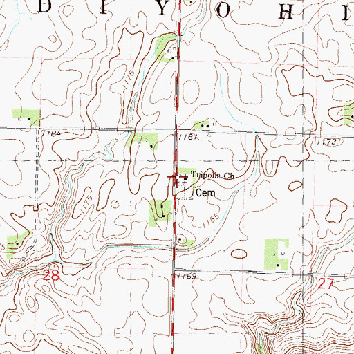 Topographic Map of Tripolis Church, MN