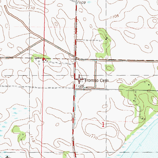 Topographic Map of Tromso Cemetery, MN