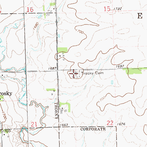 Topographic Map of Trosky Cemetery, MN