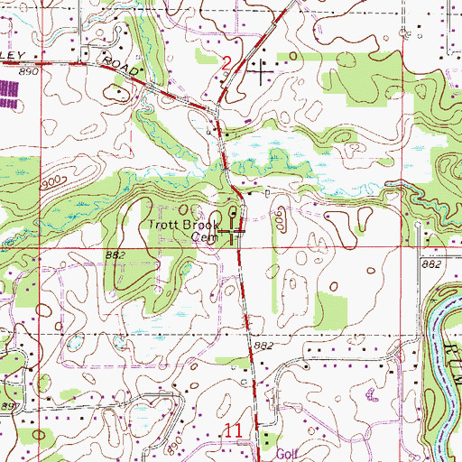 Topographic Map of Trott Brook Cemetery, MN