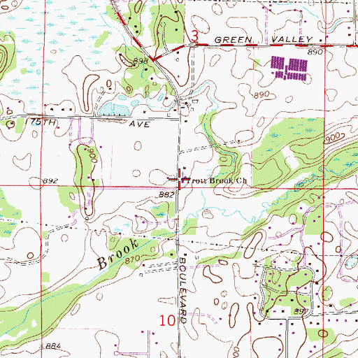 Topographic Map of Trott Brook Church, MN