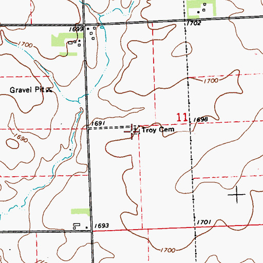 Topographic Map of Troy Cemetery, MN