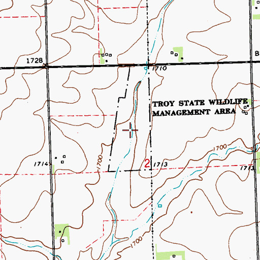 Topographic Map of Troy State Wildlife Management Area, MN