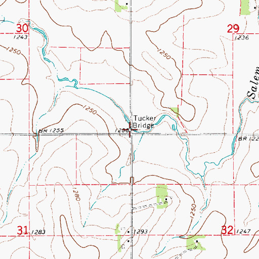 Topographic Map of Tucker Bridge, MN