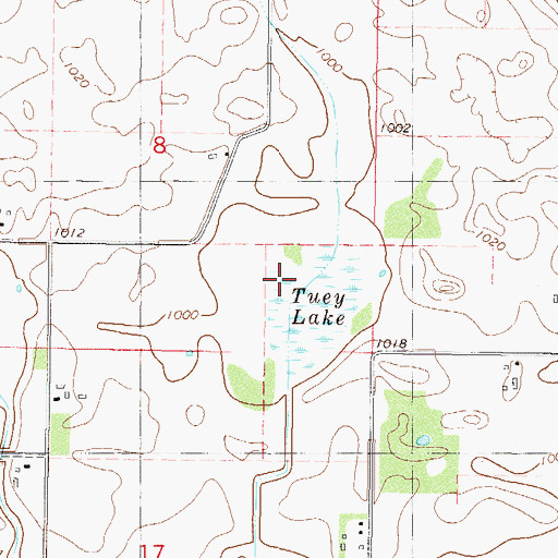 Topographic Map of Tuey Lake, MN