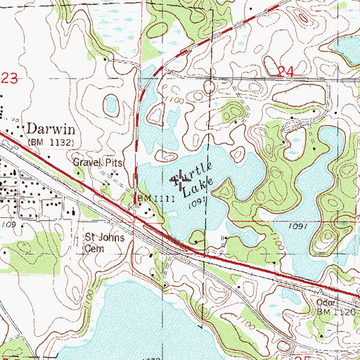 Topographic Map of Turtle Lake, MN