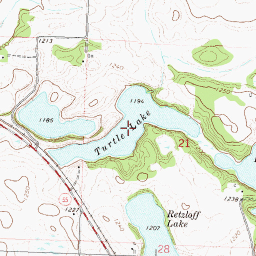 Topographic Map of Turtle Lake, MN
