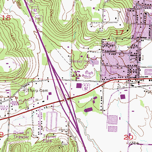 Topographic Map of Fayetteville High School West, AR