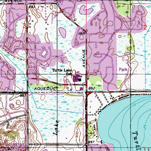 Topographic Map of Turtle Lake Elementary School, MN