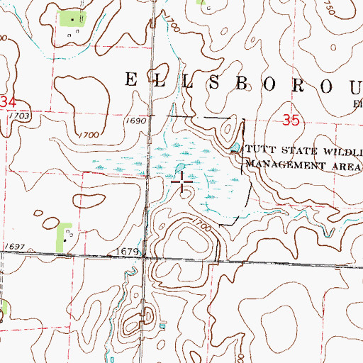 Topographic Map of Tutt State Wildlife Management Area, MN