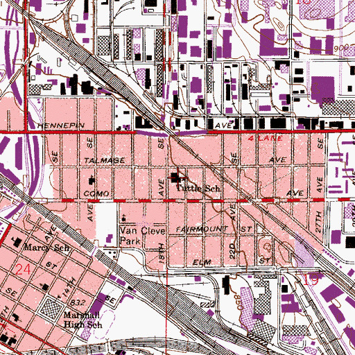 Topographic Map of Tuttle School, MN