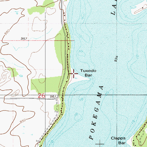 Topographic Map of Tuxedo Bar, MN