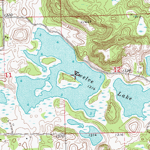 Topographic Map of Twelve Lake, MN