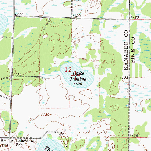 Topographic Map of Lake Twelve, MN