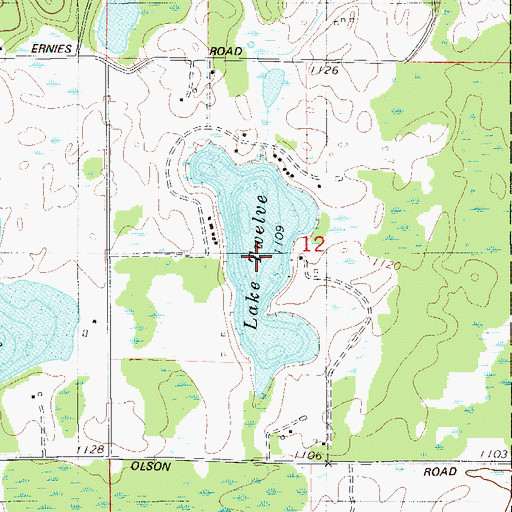 Topographic Map of Lake Twelve, MN