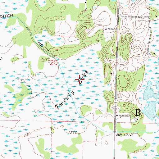 Topographic Map of Twenty Lake, MN