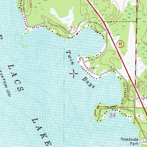 Topographic Map of Twin Bays, MN