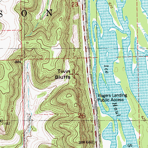 Topographic Map of Twin Bluffs, MN