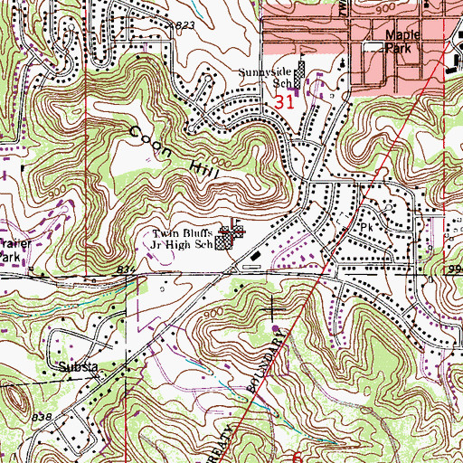 Topographic Map of Twin Bluff Middle School, MN