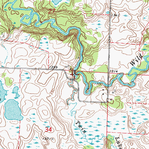 Topographic Map of Twin Creek, MN