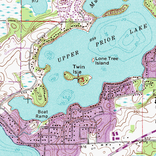 Topographic Map of Twin Isle, MN